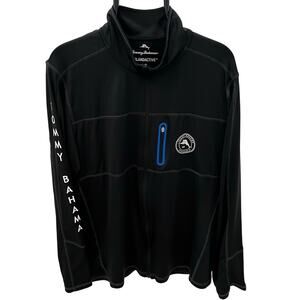 Tommy Bahama Men’s MD Island Active Kakoa Beach Full Zip Spellout UPF 30 ~ Black